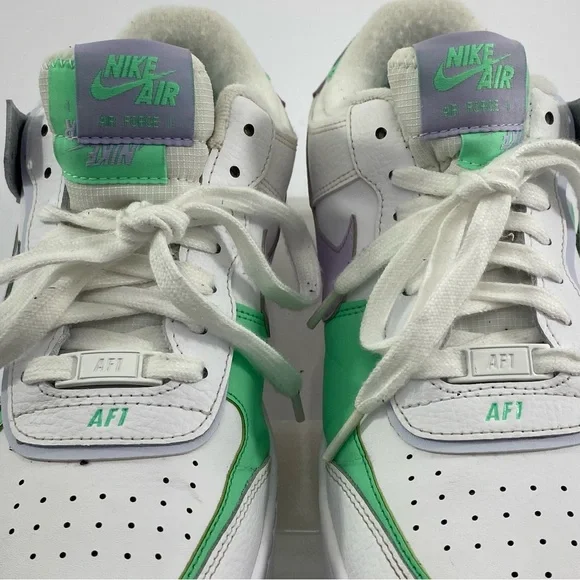 NIKE AIR FORCE 1 #CU8591-103 Shadow White Green Purple Sneakers Women’s 9.5 - Picture 5 of 14